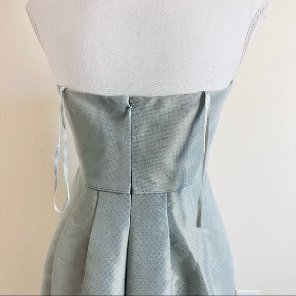 BCBG Max Azria Silver Woven Strapless Cocktail Mini Dress - Picture 4 of 12